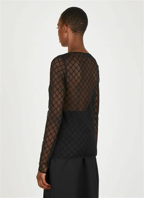 Gucci GG Embroidered Tulle Top in Black 